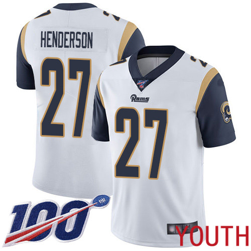 Los Angeles Rams Limited White Youth Darrell Henderson Road Jersey NFL Football #27 100th Season Vapor Untouchable->los angeles rams->NFL Jersey